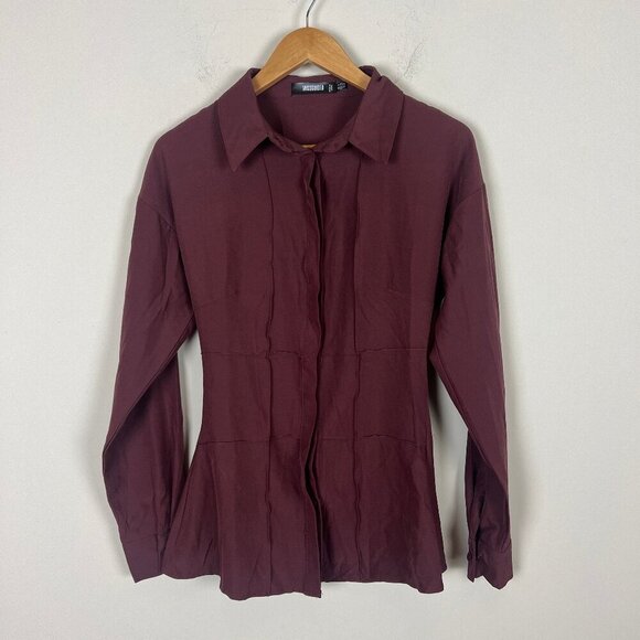 Missguided Tops - 2/$20 Missguided Burgundy Button Down Top 0
